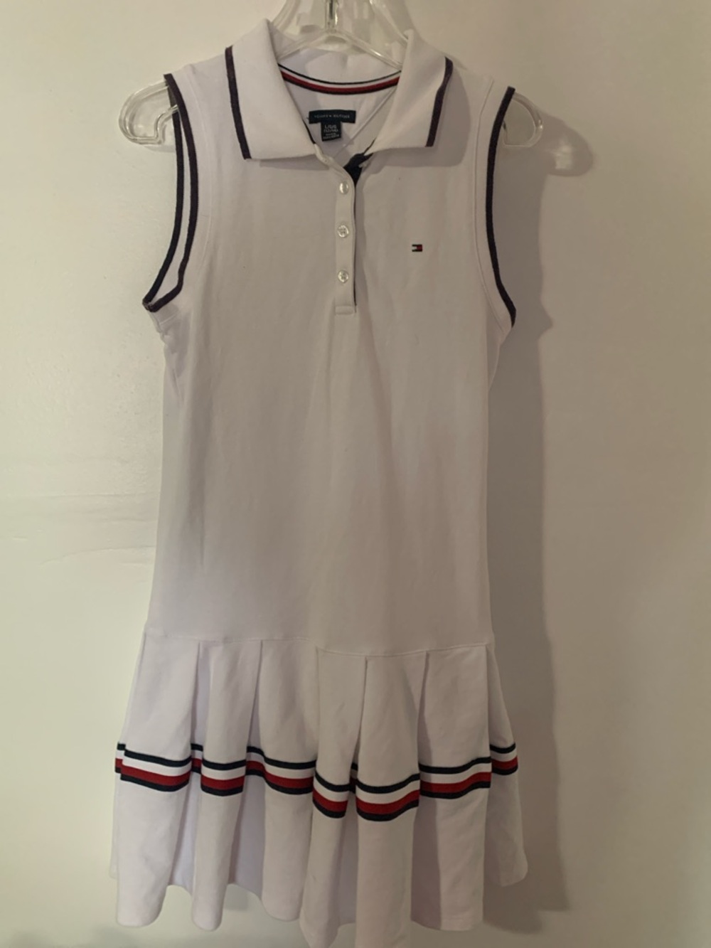 Tommy Hilfiger White Sleeveless Polo Dress with Red & Navy Trim